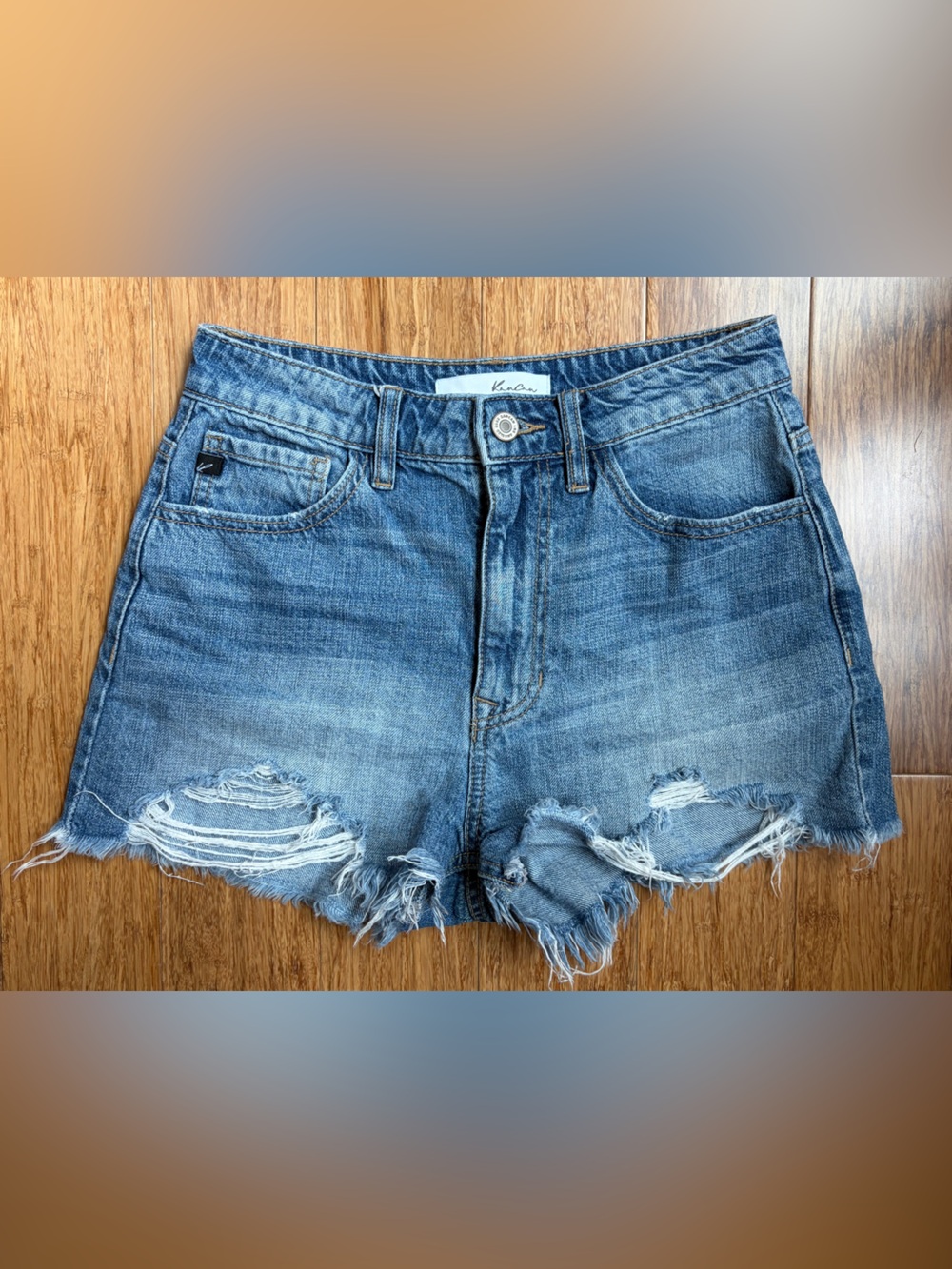 KanCan Light Blue Distressed Frayed Hem Denim Shorts size 3 / 25